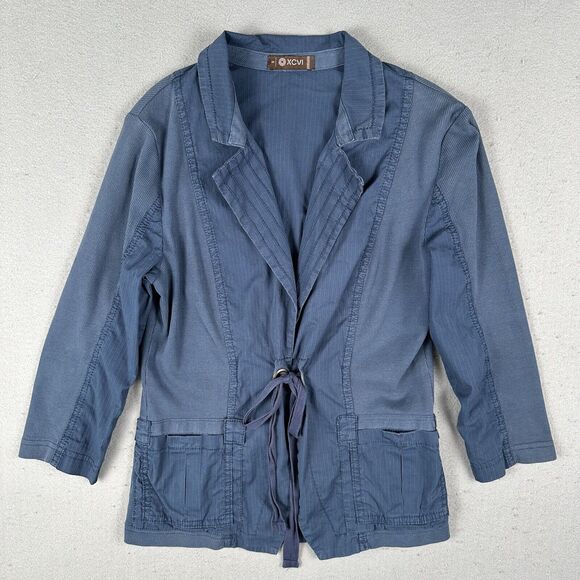 XCVI Jacket Women’s Small Blue‎ Tie Front Collared Long Sleeve - Picture 1 of 16